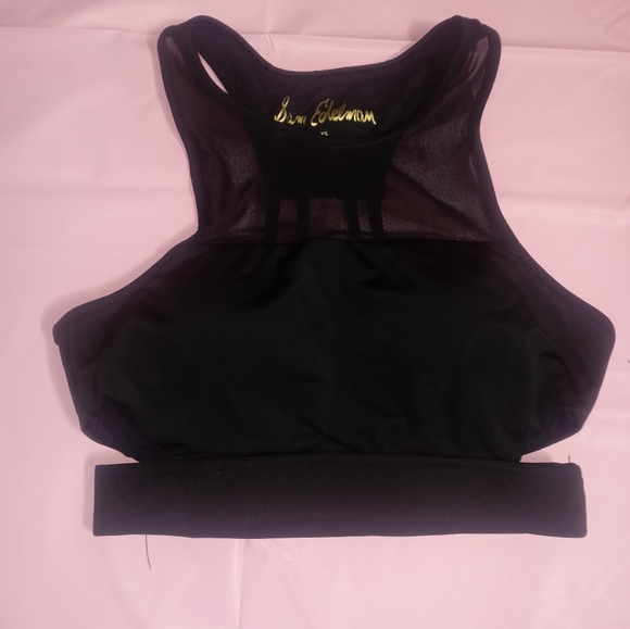 Sam Edelman Active Womens Black Check Me Out Sports Bra Mesh Cut Out Size Xs - Picture 6 of 11